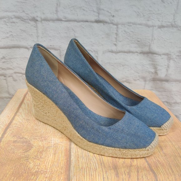 J. Crew Factory Blue Espadrille Wedges - Picture 2 of 8